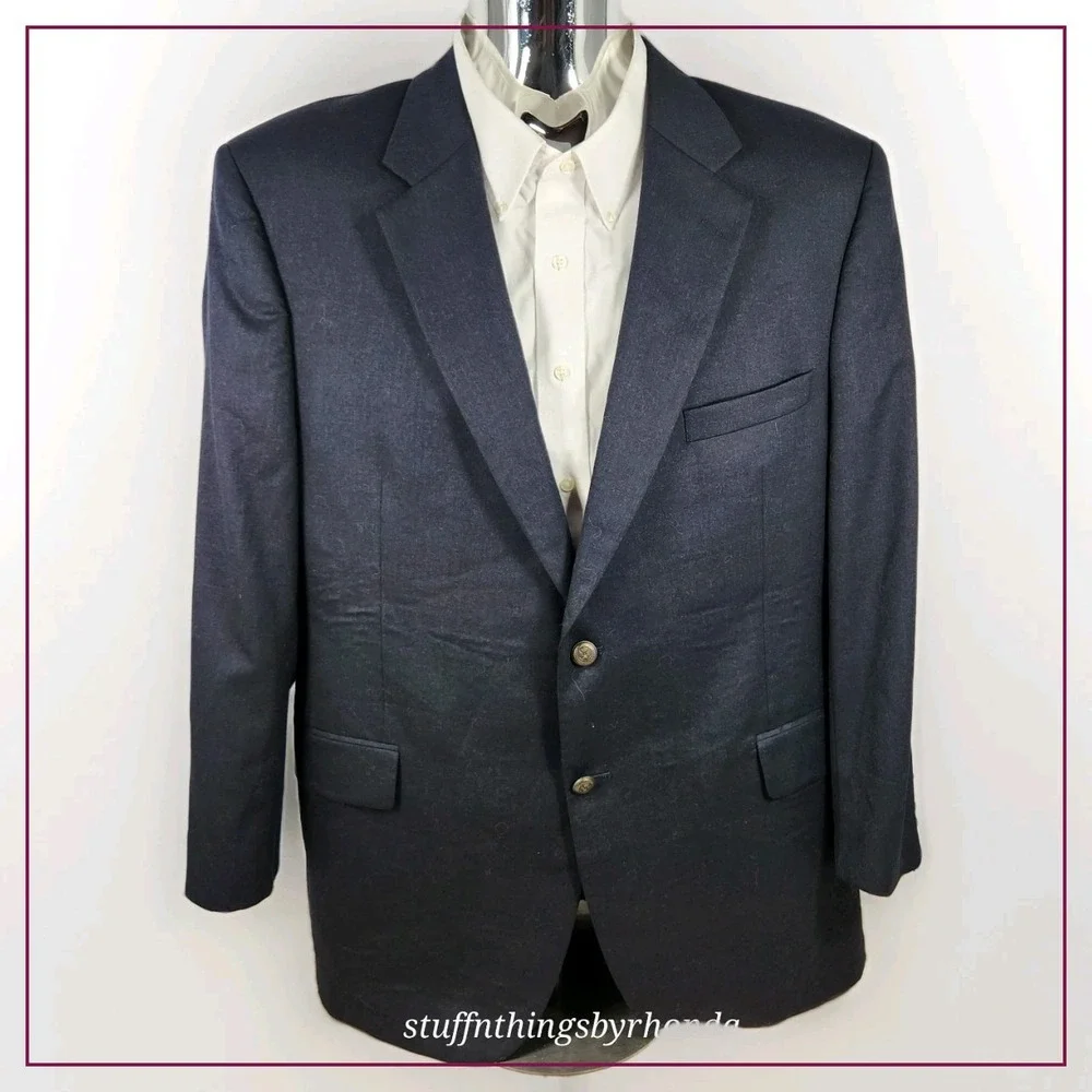 Jos A Bank 96% Wool / 4% Cashmere Dark Blue‎ Blazer Sport Coat Suit Jacket 46R